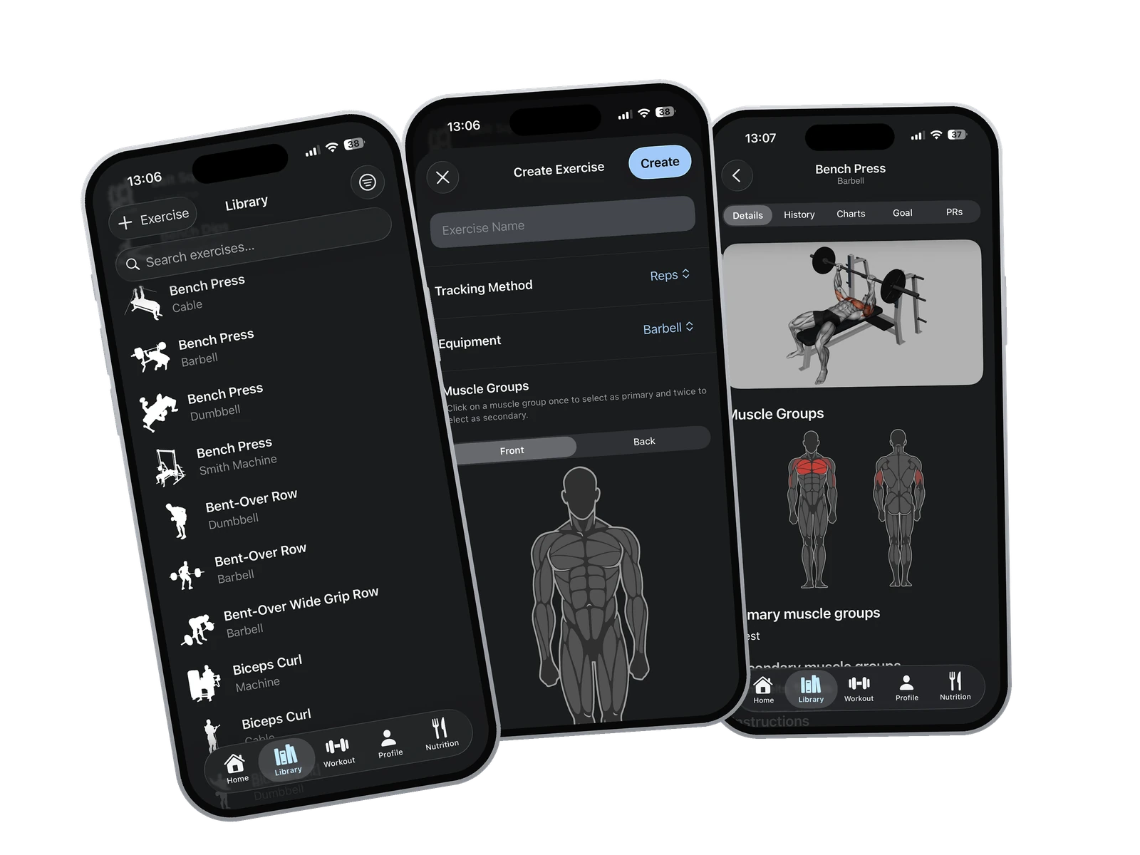 Exercise database with instructions and videos in GymEvo