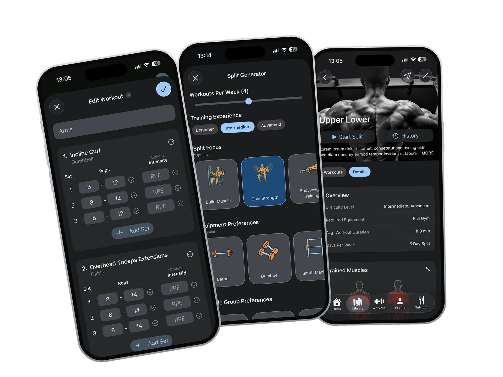 Custom workout routine builder in the GymEvo app